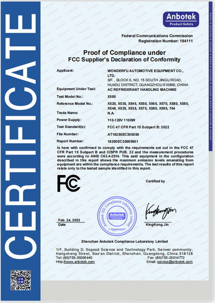 China Guangzhou Wonderfu Automotive Equipment Co., Ltd certification